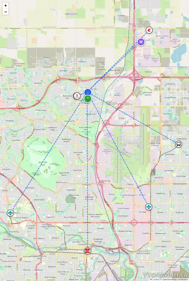 Daily accessibility map for 243 COVEPARK CL NE, Calgary showing nearby schools, grocery stores, parks, LRT stations and nearby amenities