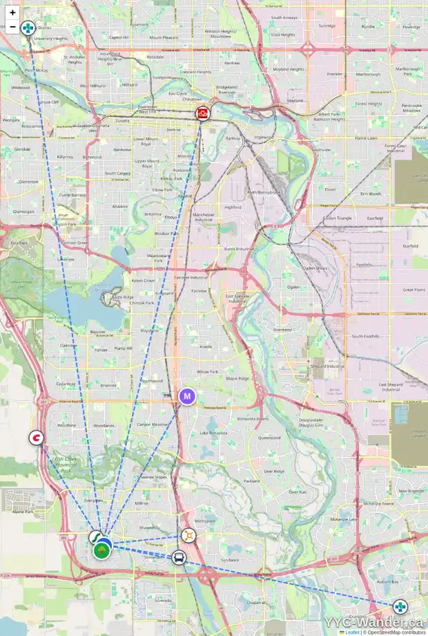 Daily accessibility map for 142 BRIDLERIDGE WY SW, Calgary showing nearby schools, grocery stores, parks, LRT stations and nearby amenities
