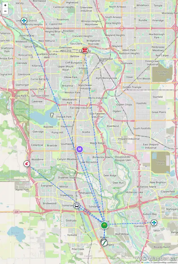 Daily accessibility map for 43 CHAPALA WY SE, Calgary showing nearby schools, grocery stores, parks, LRT stations and nearby amenities