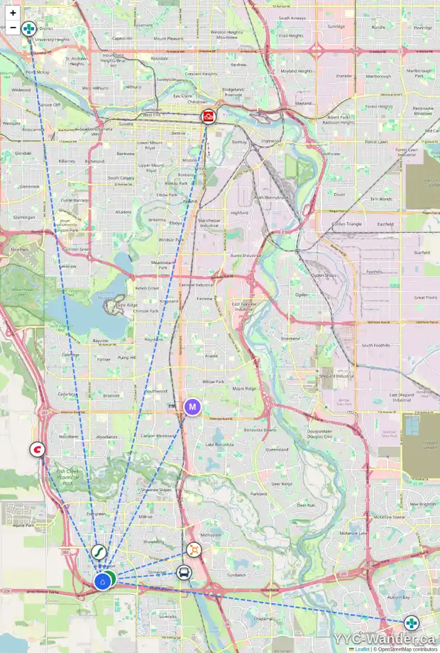 Daily accessibility map for 1042 BRIDLEMEADOWS MR SW, Calgary showing nearby schools, grocery stores, parks, LRT stations and nearby amenities