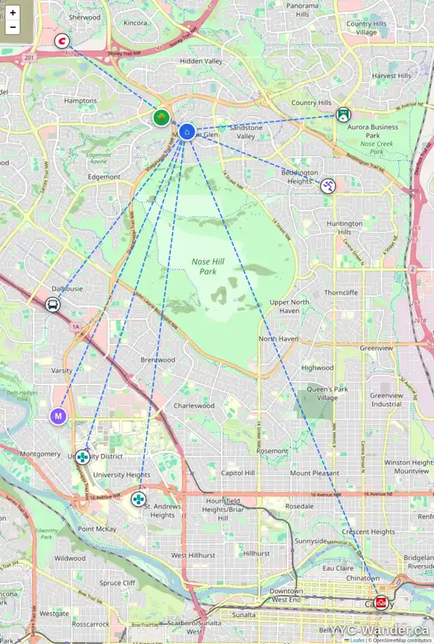 Daily accessibility map for 192 MACEWAN PARK CL NW, Calgary showing nearby schools, grocery stores, parks, LRT stations and nearby amenities