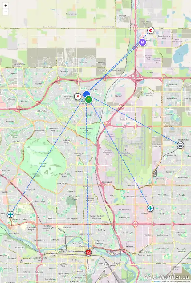 Daily accessibility map for 141 COVEHAVEN VW NE, Calgary showing nearby schools, grocery stores, parks, LRT stations and nearby amenities