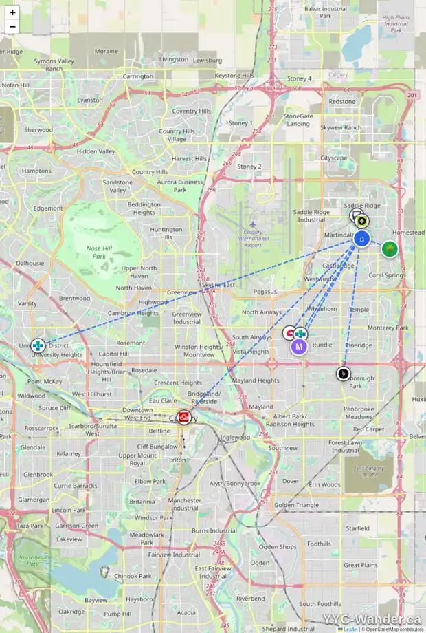 Daily accessibility map for 84 TARALEA GD NE, Calgary showing nearby schools, grocery stores, parks, LRT stations and nearby amenities