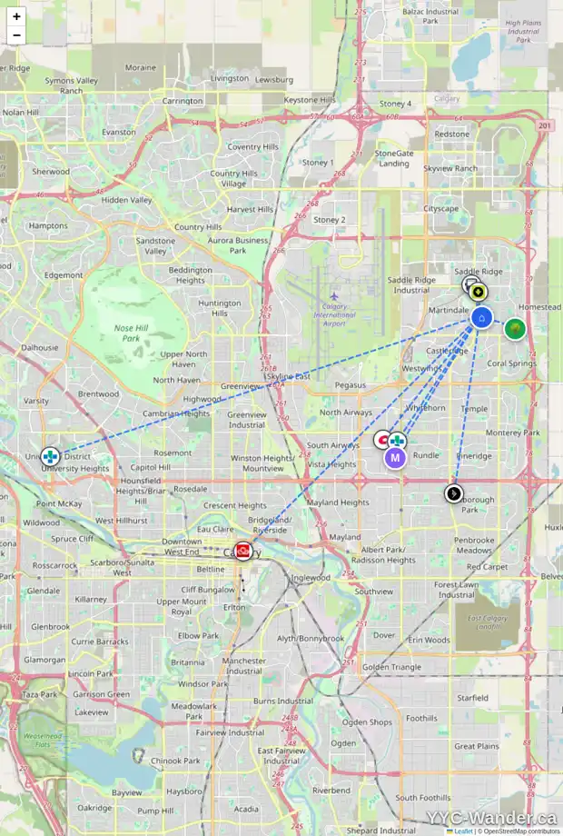 Daily accessibility map for 7 TARALEA GD NE, Calgary showing nearby schools, grocery stores, parks, LRT stations and nearby amenities