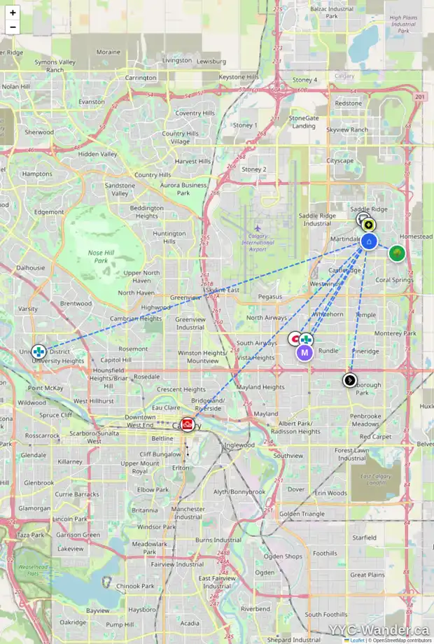 Daily accessibility map for 91 TARALEA GD NE, Calgary showing nearby schools, grocery stores, parks, LRT stations and nearby amenities