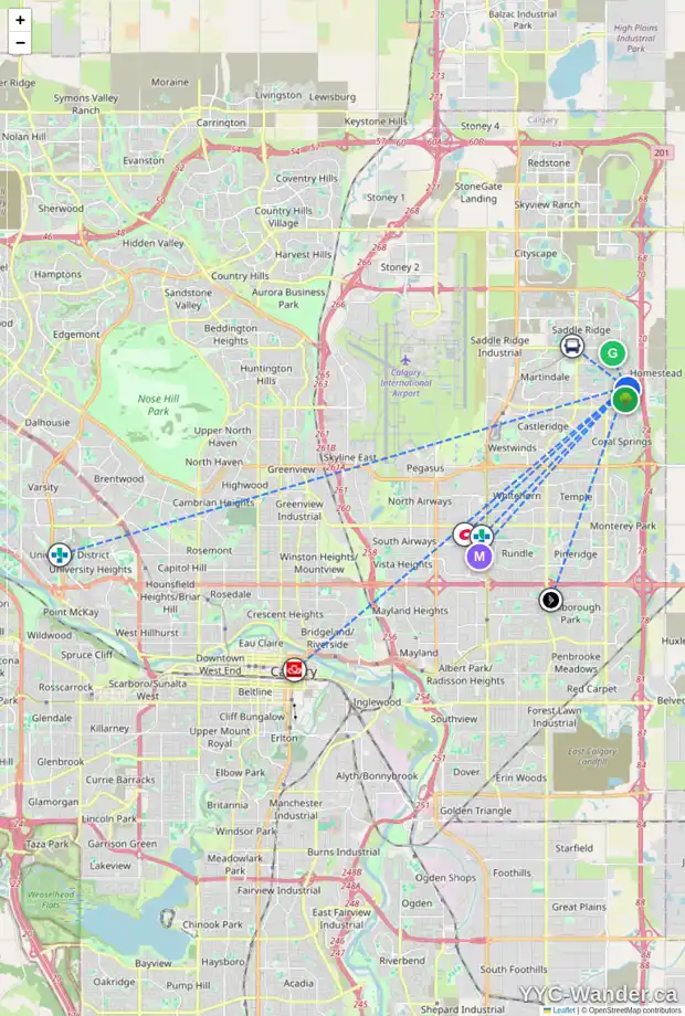Daily accessibility map for 664 TARADALE DR NE, Calgary showing nearby schools, grocery stores, parks, LRT stations and nearby amenities