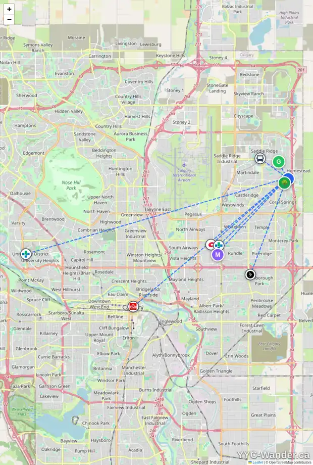 Daily accessibility map for 52 TARINGTON WY NE, Calgary showing nearby schools, grocery stores, parks, LRT stations and nearby amenities