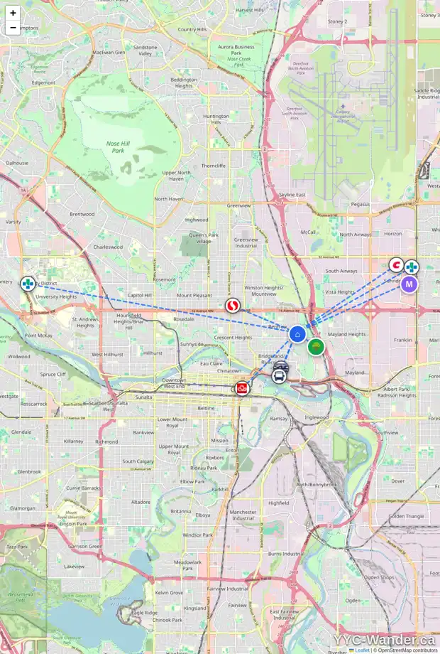 Daily accessibility map for 364 REGAL PA NE, Calgary showing nearby schools, grocery stores, parks, LRT stations and nearby amenities