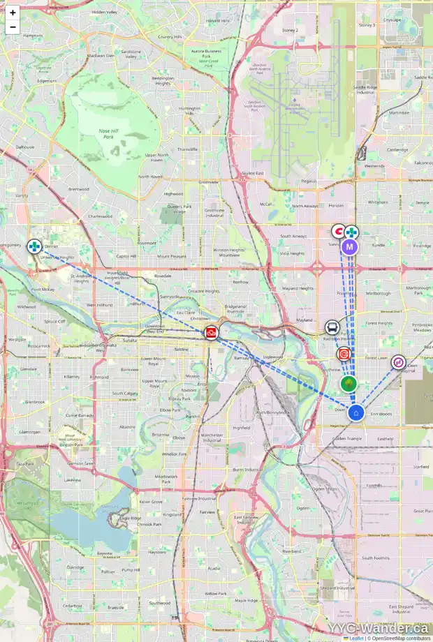 Daily accessibility map for 48 DOVERVIEW PL SE, Calgary showing nearby schools, grocery stores, parks, LRT stations and nearby amenities