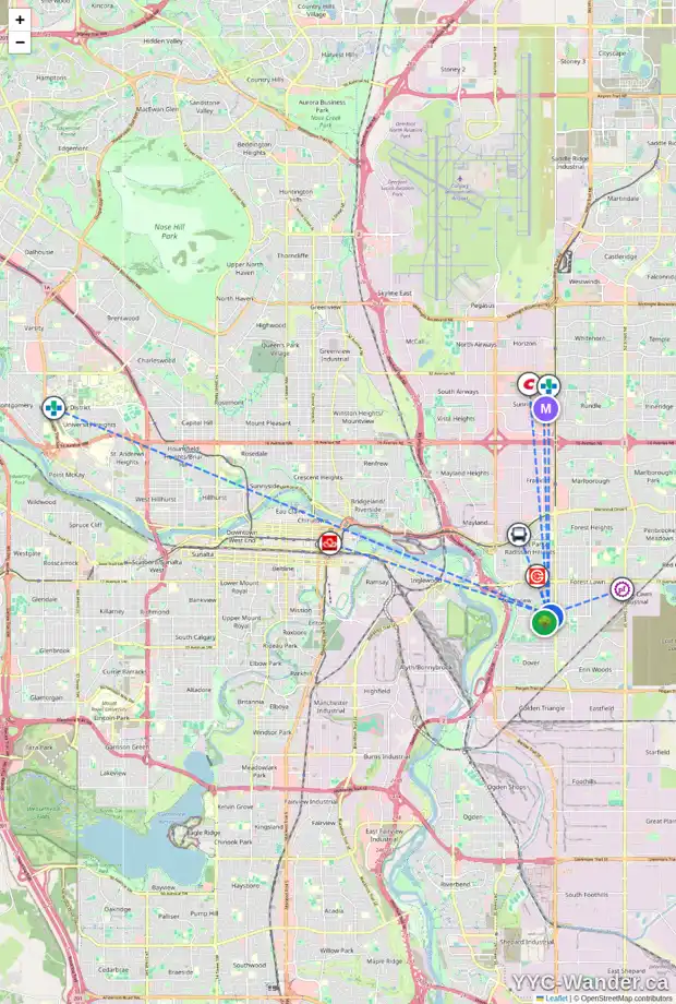 Daily accessibility map for 2532 SABLE DR SE, Calgary showing nearby schools, grocery stores, parks, LRT stations and nearby amenities