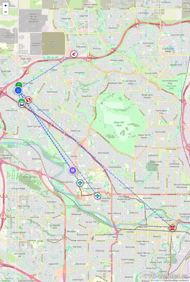 Daily accessibility map for 3147 1010 ARBOUR LAKE RD NW, Calgary showing nearby schools, grocery stores, parks, LRT stations and nearby amenities