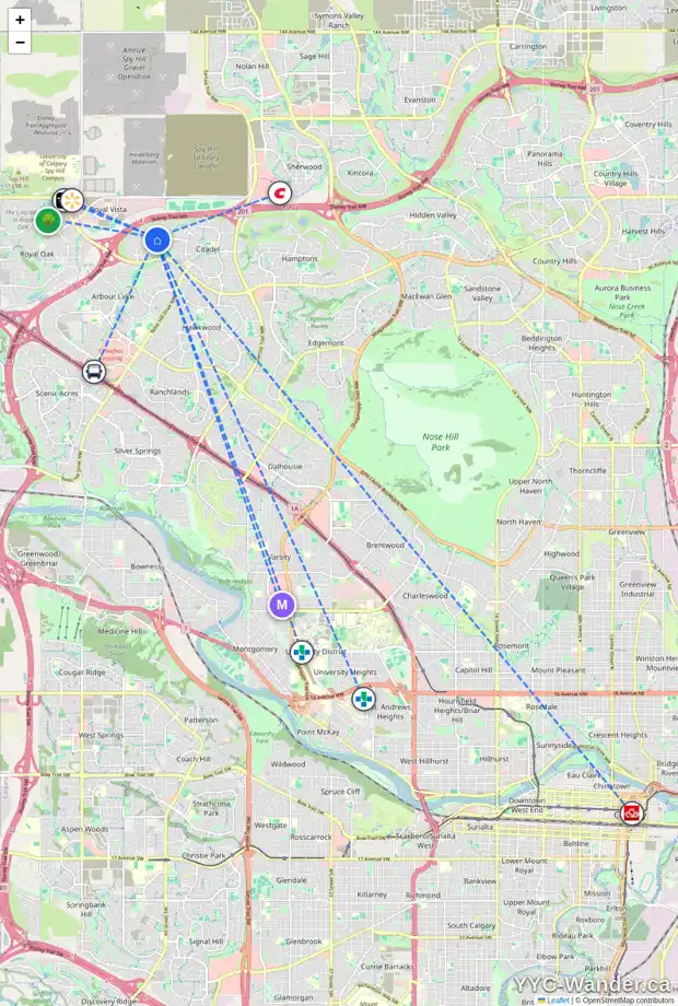 Daily accessibility map for 9 CITADEL ESTATES MR NW, Calgary showing nearby schools, grocery stores, parks, LRT stations and nearby amenities