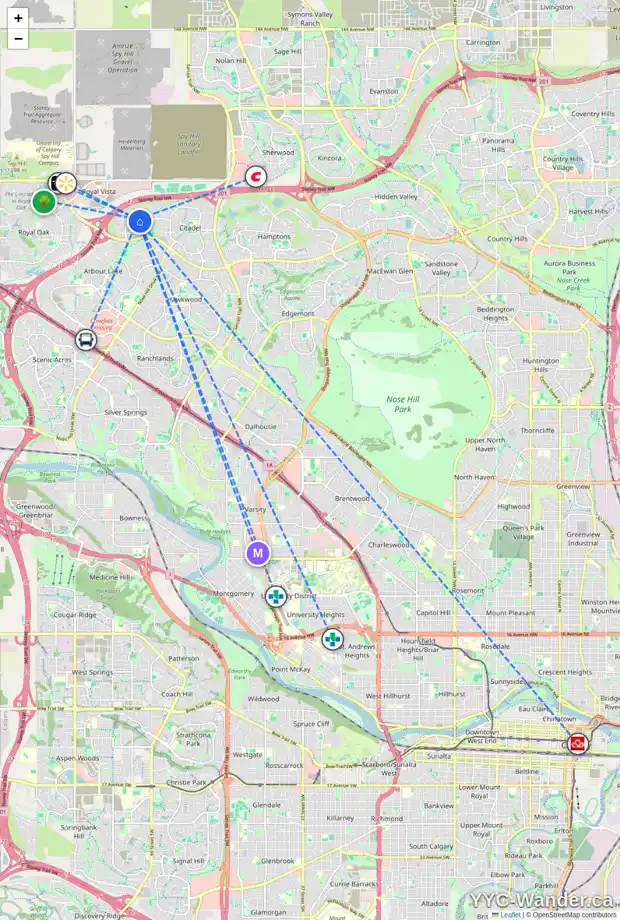 Daily accessibility map for 47 CITADEL ESTATES MR NW, Calgary showing nearby schools, grocery stores, parks, LRT stations and nearby amenities