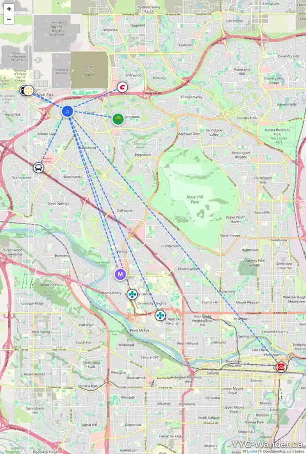 Daily accessibility map for 97 CITADEL ESTATES MR NW, Calgary showing nearby schools, grocery stores, parks, LRT stations and nearby amenities