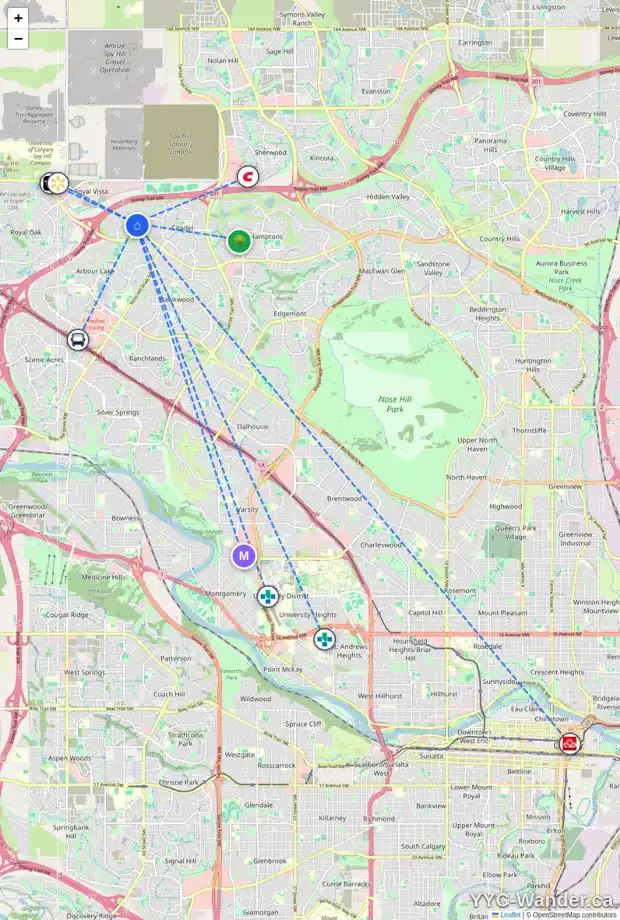 Daily accessibility map for 101 CITADEL ESTATES MR NW, Calgary showing nearby schools, grocery stores, parks, LRT stations and nearby amenities
