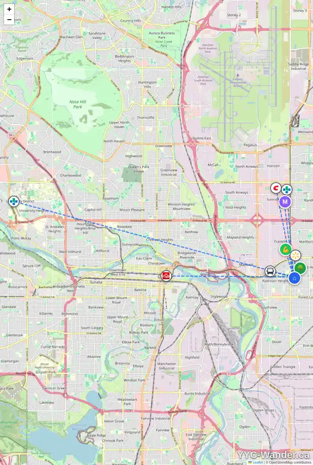 Daily accessibility map for 73A FONDA GR SE, Calgary showing nearby schools, grocery stores, parks, LRT stations and nearby amenities