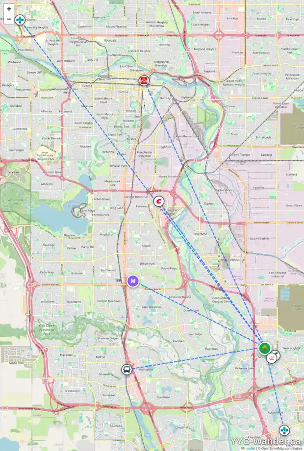 Daily accessibility map for 9 PRESTWICK ESTATE GA SE, Calgary showing nearby schools, grocery stores, parks, LRT stations and nearby amenities