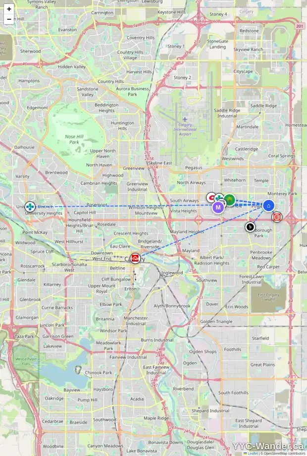 Daily accessibility map for 6609 RUNDLEHORN DR NE, Calgary showing nearby schools, grocery stores, parks, LRT stations and nearby amenities