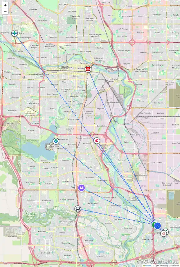 Daily accessibility map for 244 PRESTWICK ESTATE WY SE, Calgary showing nearby schools, grocery stores, parks, LRT stations and nearby amenities