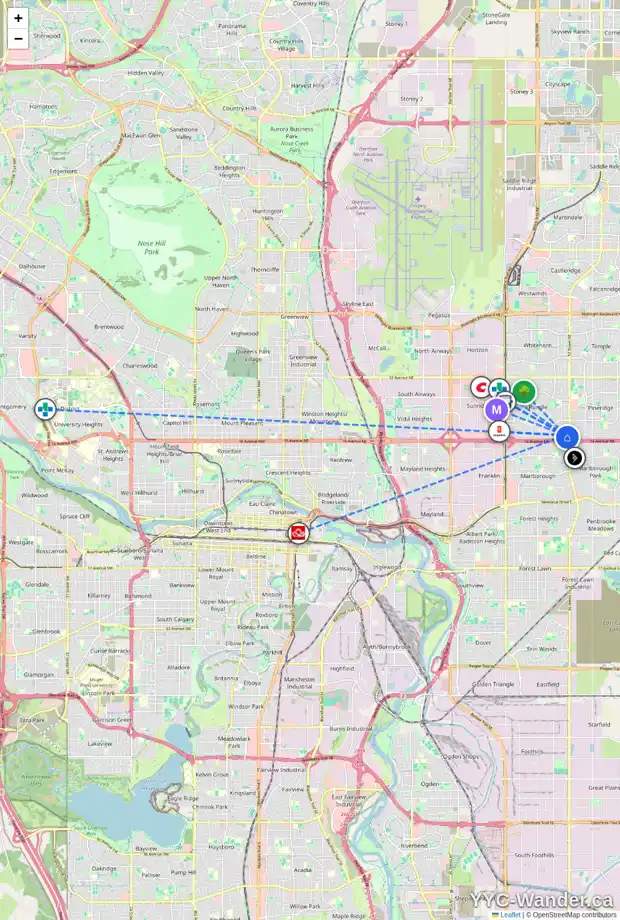 Daily accessibility map for 828 RUNDLECAIRN WY NE, Calgary showing nearby schools, grocery stores, parks, LRT stations and nearby amenities