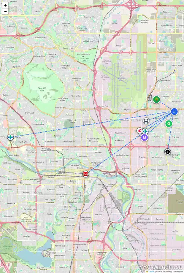 Daily accessibility map for 232 TEMPLEBOW PL NE, Calgary showing nearby schools, grocery stores, parks, LRT stations and nearby amenities