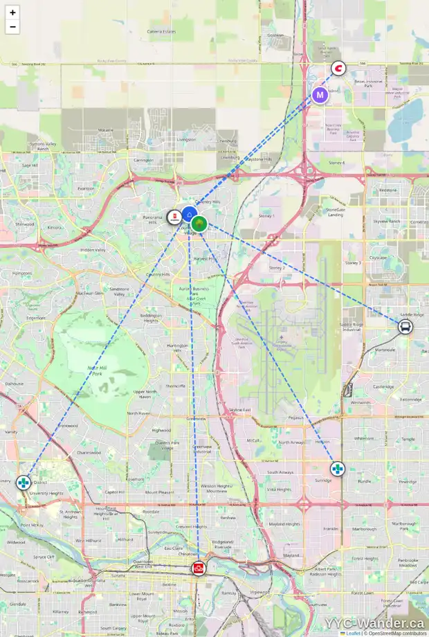 Daily accessibility map for 15 COVEHAVEN LI NE, Calgary showing nearby schools, grocery stores, parks, LRT stations and nearby amenities