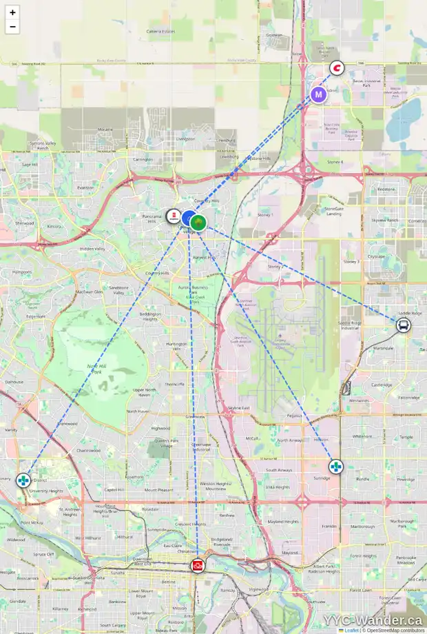 Daily accessibility map for 217 COVEHAVEN RD NE, Calgary showing nearby schools, grocery stores, parks, LRT stations and nearby amenities