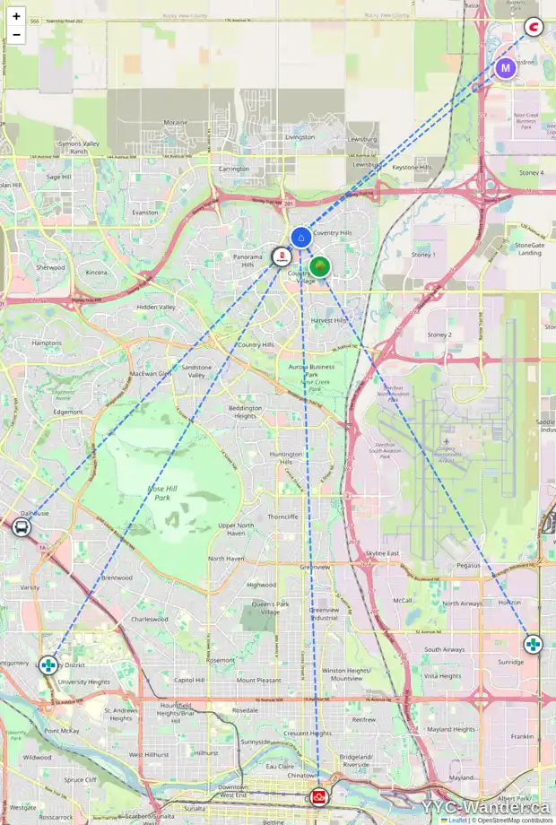 Daily accessibility map for 113 COVEHAVEN GD NE, Calgary showing nearby schools, grocery stores, parks, LRT stations and nearby amenities