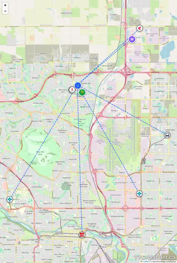 Daily accessibility map for 2 COVEHAVEN GD NE, Calgary showing nearby schools, grocery stores, parks, LRT stations and nearby amenities