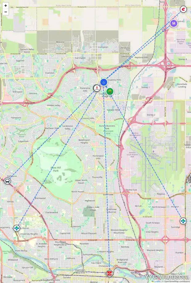 Daily accessibility map for 120 COVEHAVEN GD NE, Calgary showing nearby schools, grocery stores, parks, LRT stations and nearby amenities