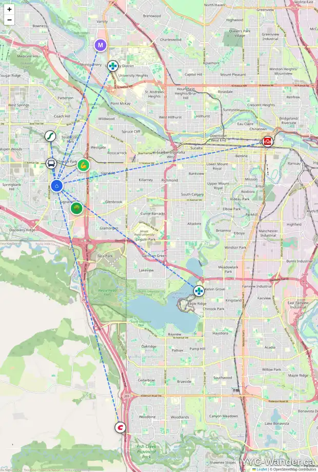 Daily accessibility map for 139 SIENNA PARK HE SW, Calgary showing nearby schools, grocery stores, parks, LRT stations and nearby amenities