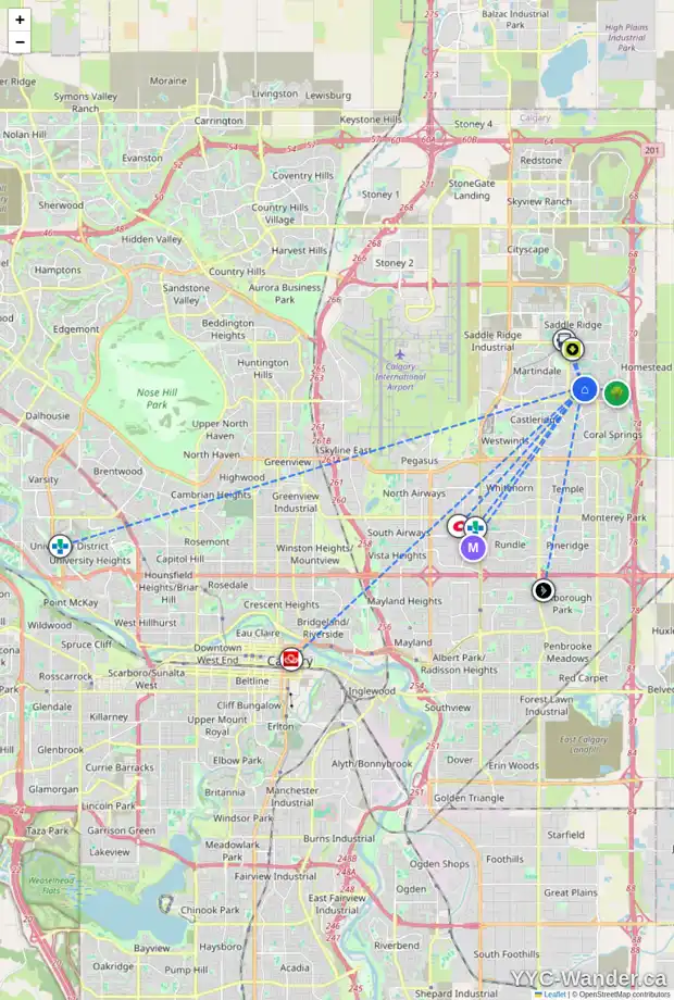 Daily accessibility map for 134 TARADALE DR NE, Calgary showing nearby schools, grocery stores, parks, LRT stations and nearby amenities