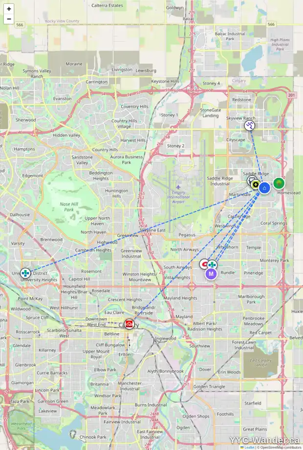 Daily accessibility map for 43 TARAWOOD RD NE, Calgary showing nearby schools, grocery stores, parks, LRT stations and nearby amenities
