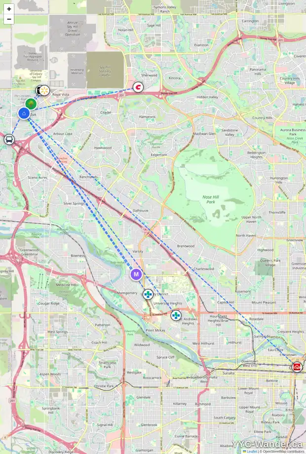 Daily accessibility map for 162 ROYAL BIRKDALE CR NW, Calgary showing nearby schools, grocery stores, parks, LRT stations and nearby amenities