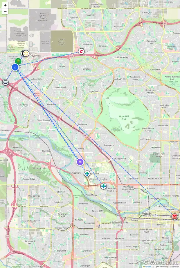 Daily accessibility map for 187 ROYAL BIRKDALE CR NW, Calgary showing nearby schools, grocery stores, parks, LRT stations and nearby amenities
