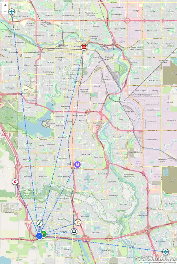 Daily accessibility map for 2072 BRIDLEMEADOWS MR SW, Calgary showing nearby schools, grocery stores, parks, LRT stations and nearby amenities