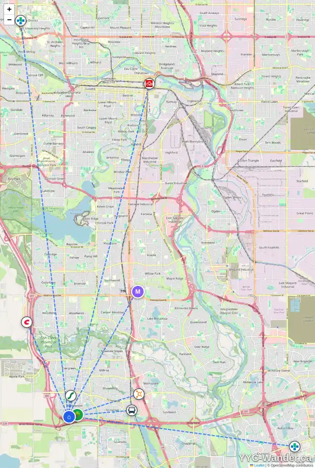 Daily accessibility map for 2085 BRIDLEMEADOWS MR SW, Calgary showing nearby schools, grocery stores, parks, LRT stations and nearby amenities