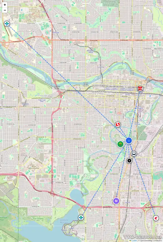 Daily accessibility map for 26 ERLTON TC SW, Calgary showing nearby schools, grocery stores, parks, LRT stations and nearby amenities