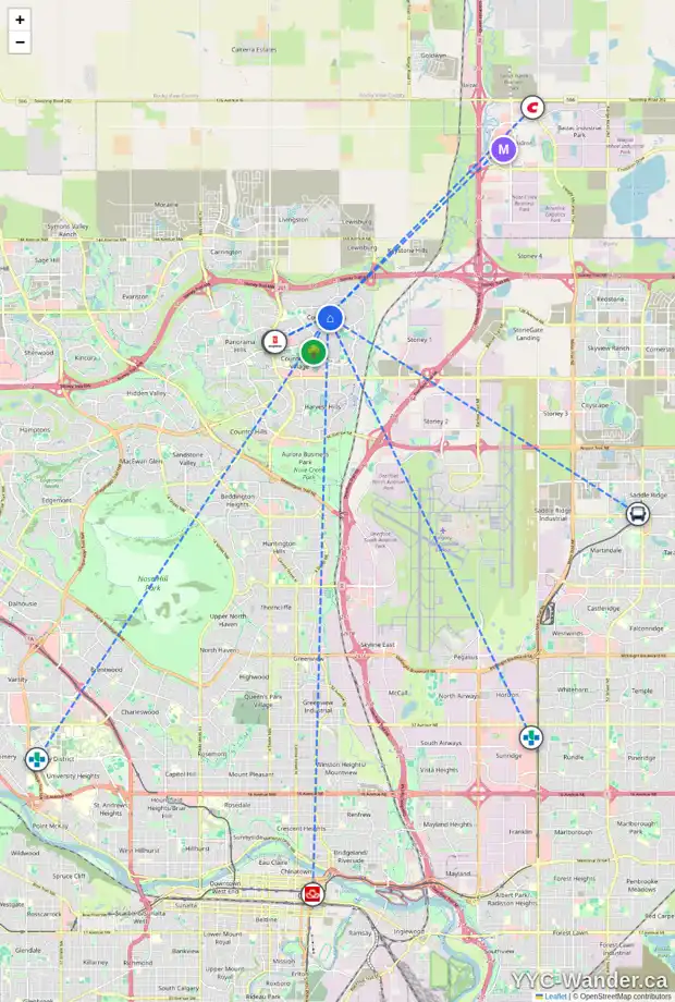 Daily accessibility map for 29 COVEPARK RD NE, Calgary showing nearby schools, grocery stores, parks, LRT stations and nearby amenities