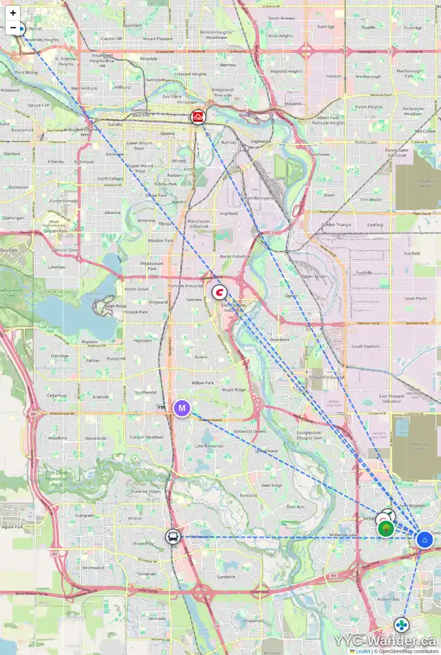 Daily accessibility map for 39 COPPERFIELD CL SE, Calgary showing nearby schools, grocery stores, parks, LRT stations and nearby amenities