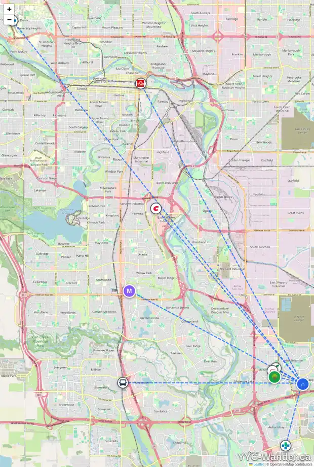 Daily accessibility map for 59 COPPERFIELD CL SE, Calgary showing nearby schools, grocery stores, parks, LRT stations and nearby amenities