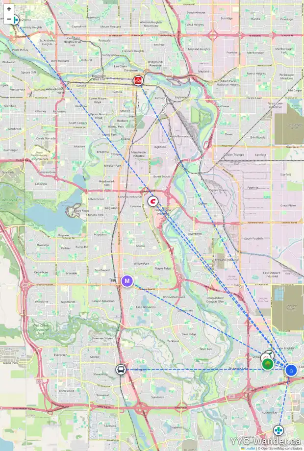 Daily accessibility map for 183 COPPERFIELD CL SE, Calgary showing nearby schools, grocery stores, parks, LRT stations and nearby amenities