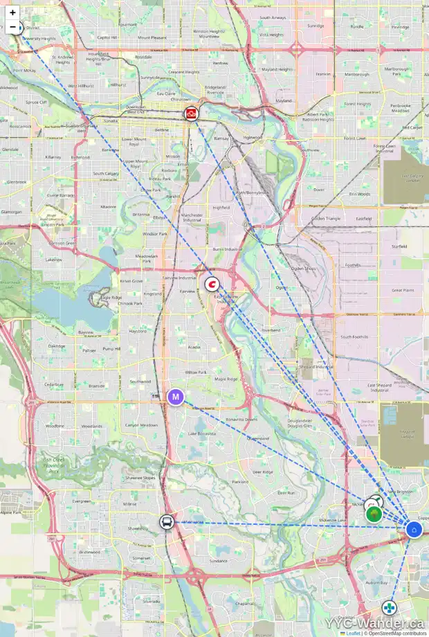 Daily accessibility map for 720 COPPERFIELD BV SE, Calgary showing nearby schools, grocery stores, parks, LRT stations and nearby amenities