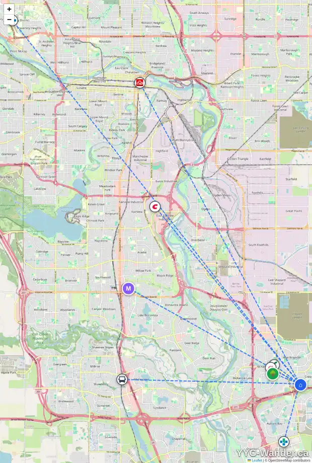 Daily accessibility map for 14 COPPERFIELD CR SE, Calgary showing nearby schools, grocery stores, parks, LRT stations and nearby amenities