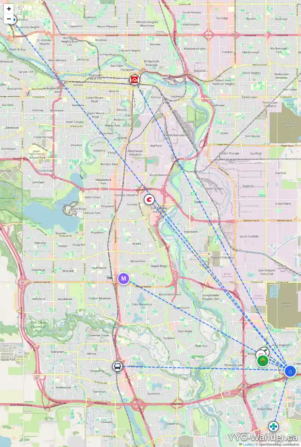 Daily accessibility map for 50 COPPERFIELD CR SE, Calgary showing nearby schools, grocery stores, parks, LRT stations and nearby amenities