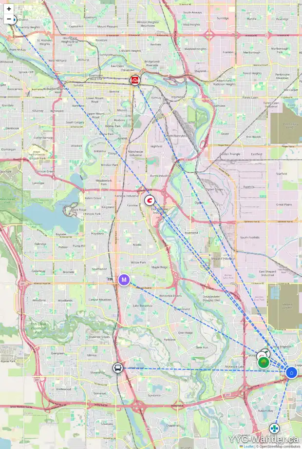 Daily accessibility map for 58 COPPERFIELD CR SE, Calgary showing nearby schools, grocery stores, parks, LRT stations and nearby amenities