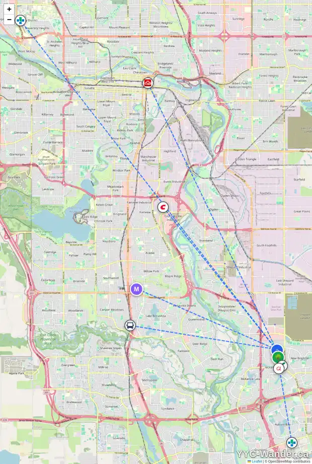 Daily accessibility map for 316 PRESTWICK HT SE, Calgary showing nearby schools, grocery stores, parks, LRT stations and nearby amenities