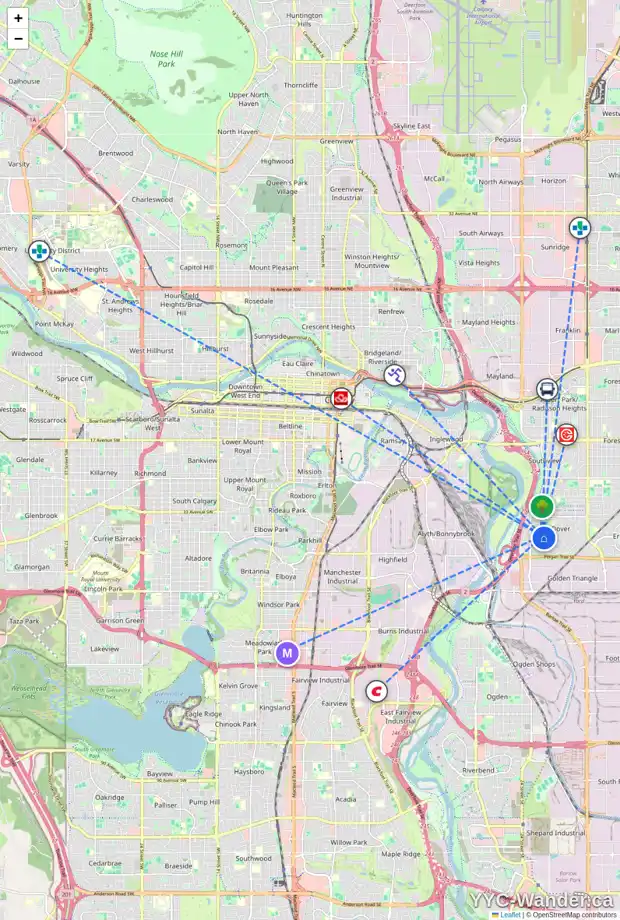 Daily accessibility map for 171 DOVERTHORN CL SE, Calgary showing nearby schools, grocery stores, parks, LRT stations and nearby amenities