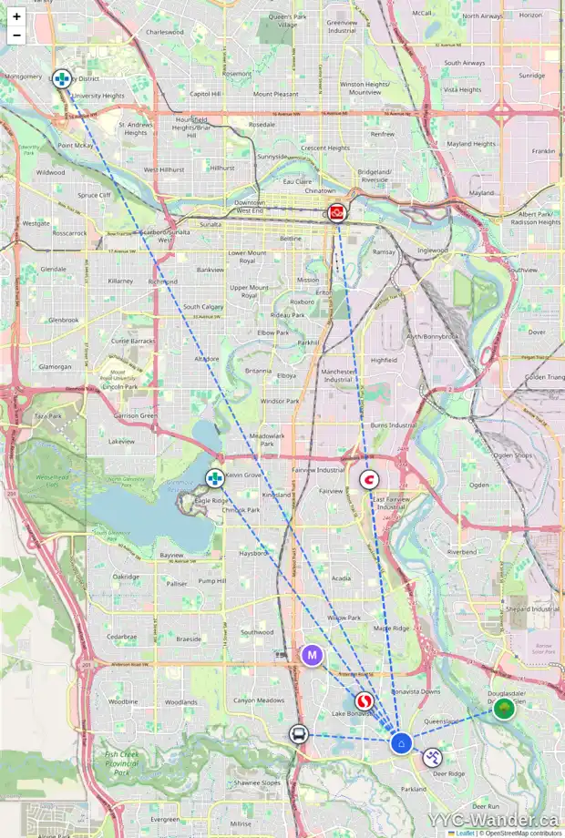 Daily accessibility map for 1511 LAKE BONAVISTA DR SE, Calgary showing nearby schools, grocery stores, parks, LRT stations and nearby amenities