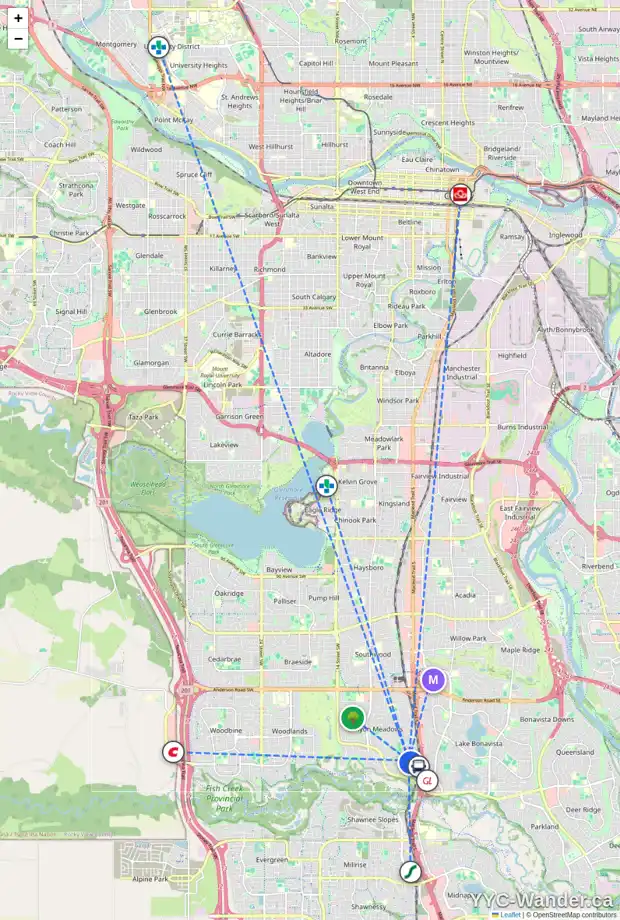 Daily accessibility map for 248 CANNIFF PL SW, Calgary showing nearby schools, grocery stores, parks, LRT stations and nearby amenities